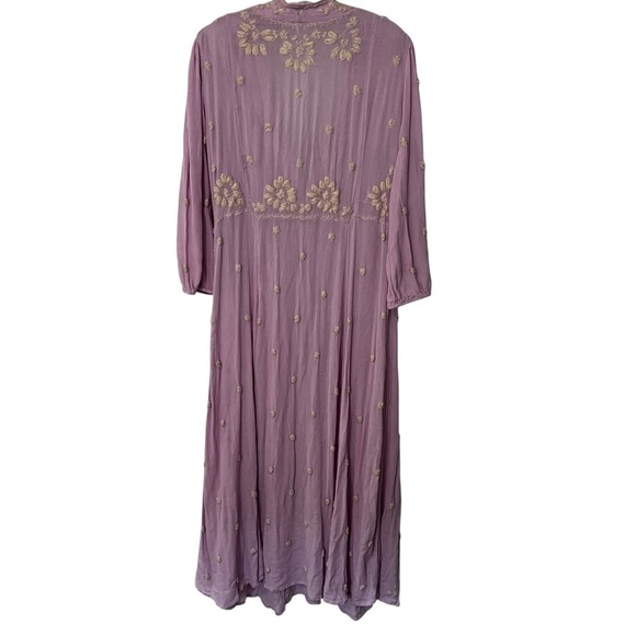FREE PEOPLE Lilac Blossom Embroidered Fable BoHo Midi Dress XL peasant coquette - Picture 8 of 16